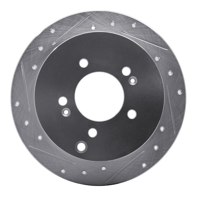 Hyundai Santa Fe Brake Rotor (1) - Rear Left - R1 Concepts - Drilled & Slotted - Silver - `01-`16
